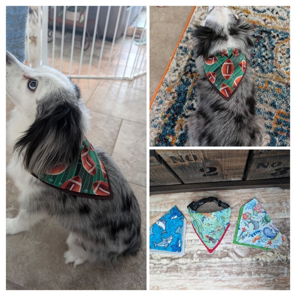 Hand Crafted Over the Collar Dog/Cat Bandana Set of 3 Size XS